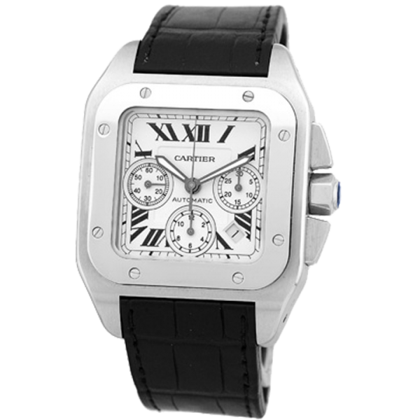 Santos de Cartier 100 Watch on Alligator Watchband | Rubber B
