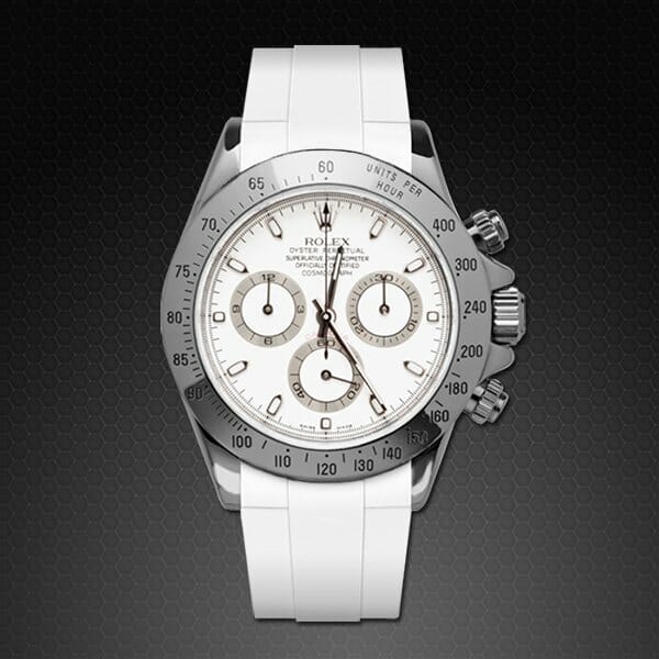 white rubber luxury replacement strap for stainless steel rolex daytona