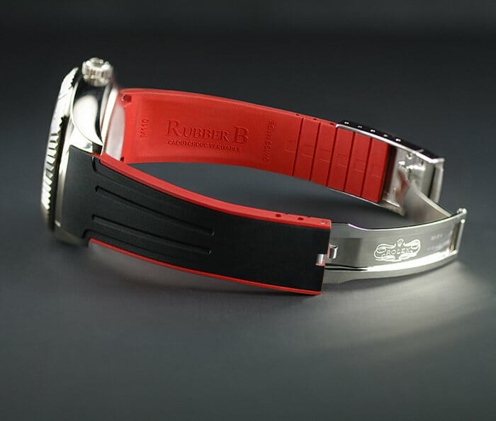 Photo of Rubber B luxury replacement strap for Rolex Sky-Dweller with Oysterlock clasp