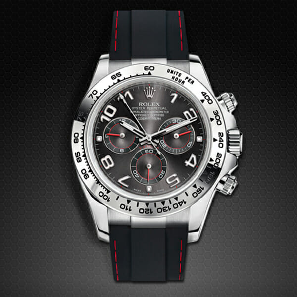 photo of rolex daytona white gold with rubber b couture series luxury rubber strap