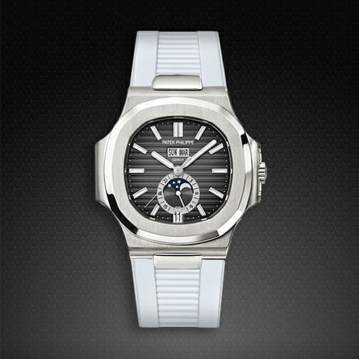 Photo of Arctic White Strap for Patek Philippe Nautilus 5726A Stainless Steel