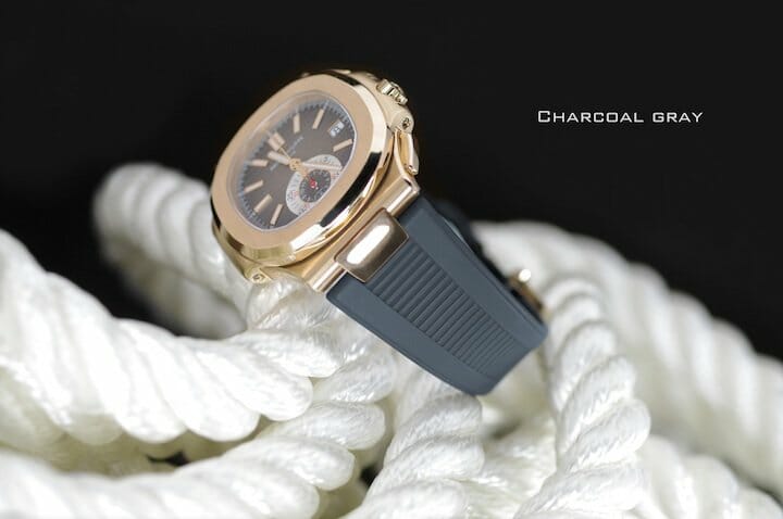 Photo of Charcoal Gray Strap for Patek Philippe Nautilus 5980 RG