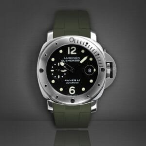 Photo of Panerai Luminor Submersible Automatic Acciaio (PAM00024) on Military Green Rubber B Strap