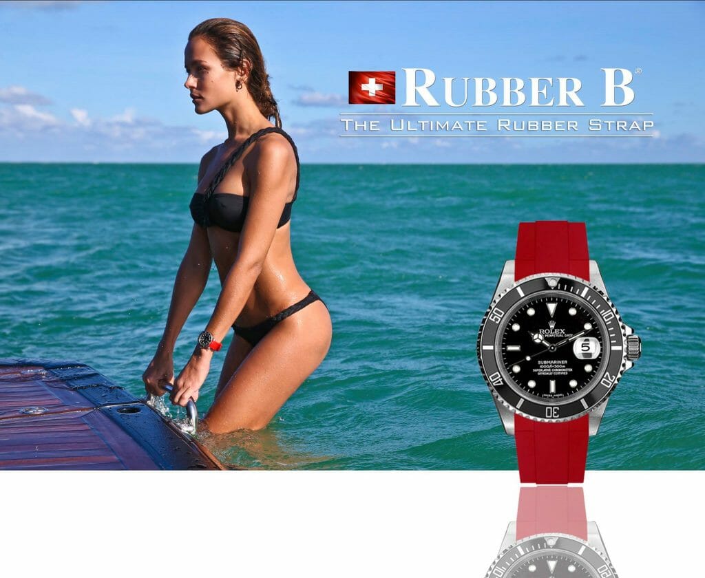 Ad for Devil Red Rubber B Strap for Rolex Submariner