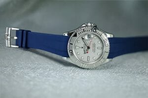 Photo of Navy Blue Rubber B Strap for Rolex Yacht-Master II (35mm)