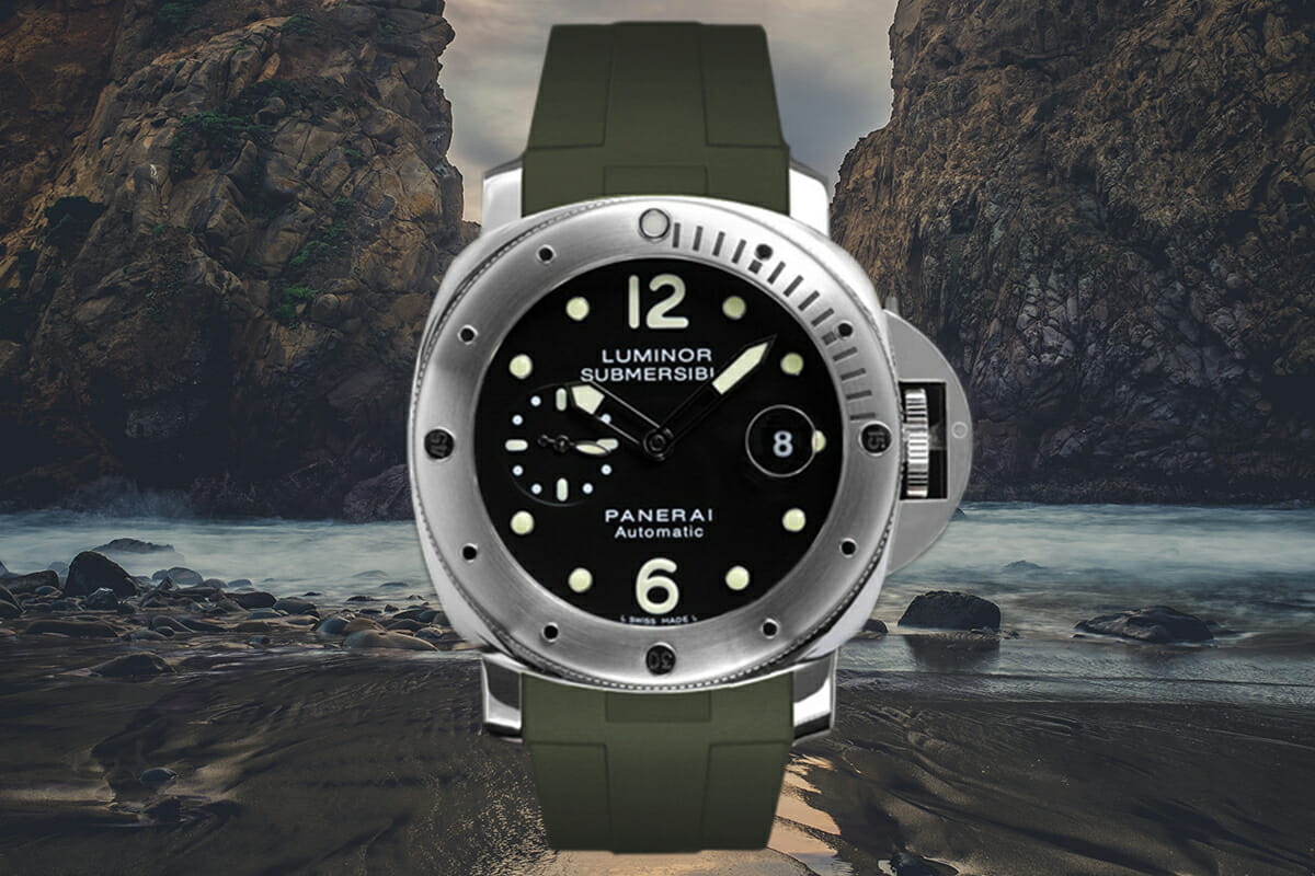 Military Green Rubber B Strap For Panerai Submersible | Rubber B