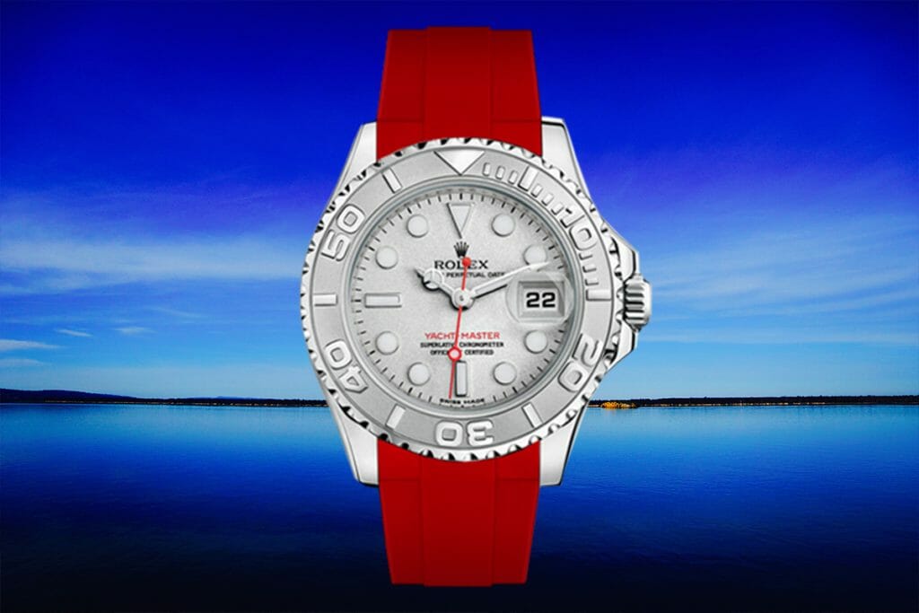 photo of Red Devil Rubber B Strap for Yacht-Master 35 (photo: Alex Wigan)