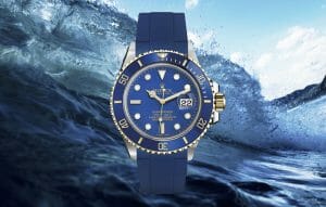 photo of Rolex Submariner Date on Pacific Blue Rubber B Strap