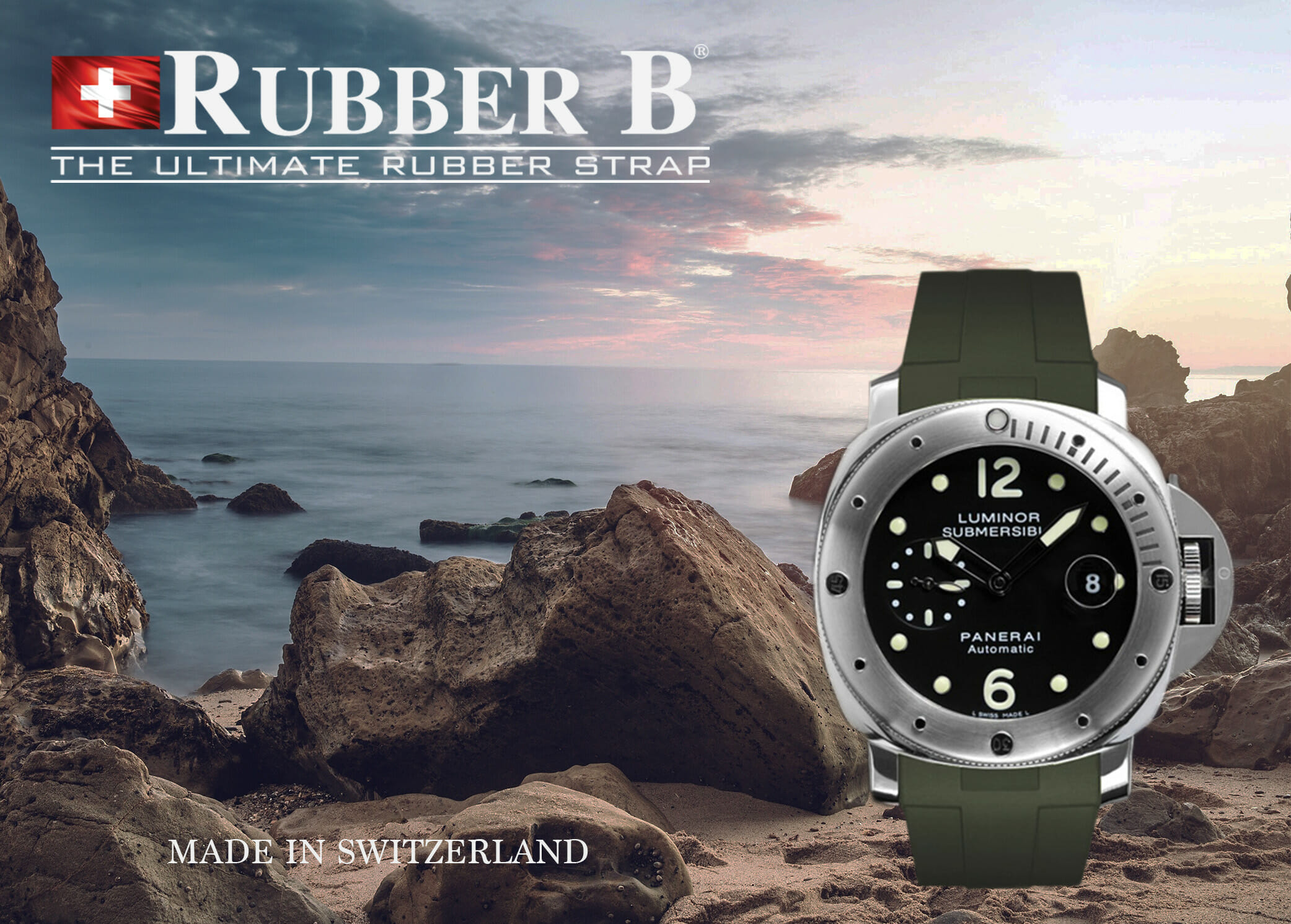 Swiss Made Rubber Straps for Panerai Submersible Rubber B