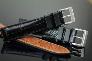 22mm Black and Cognac Leather Watch Straps Made in Switzerland