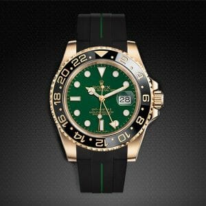 Jet Black and Forest Green Rubber Strap for Rolex GMT-Master II Ceramic