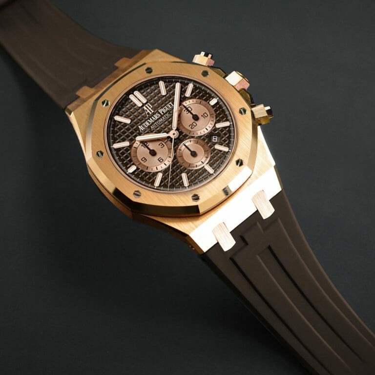 Brown Rubber Watch Strap For Audemars Piguet Royal Oak 41mm 26331OR