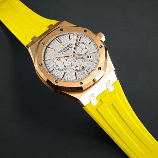 Yellow Rubber Watch Strap For Audemars Piguet Royal Oak 41mm