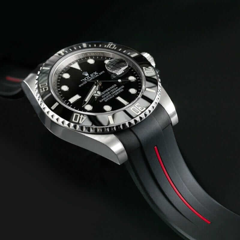 Black And Red Strap For Rolex Submariner Date - Tang Buckle
