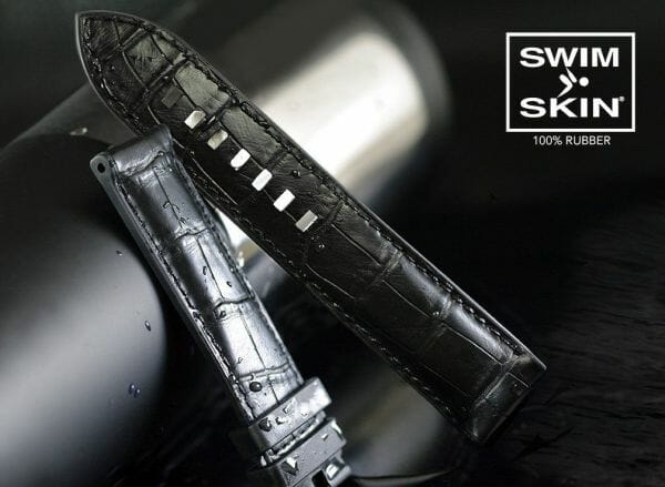 Black Strap for Panerai 42mm - SwimSkin Alligator strap 100% Rubber