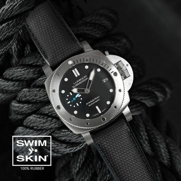 Black Strap for Panerai 42mm - SwimSkin Ballistic strap 100% Rubber