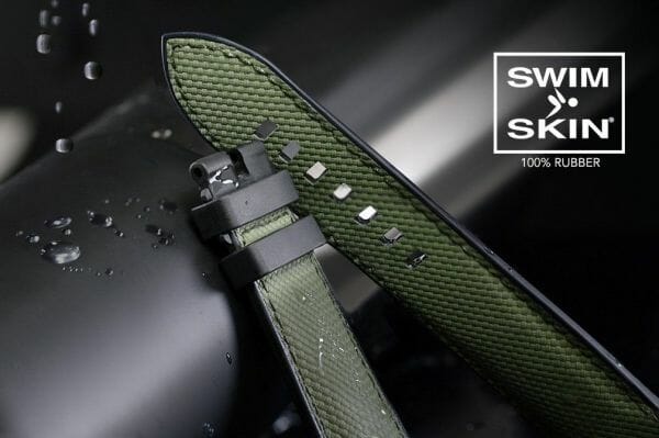 Black Strap for Panerai 42mm - SwimSkin Ballistic strap 100% Rubber