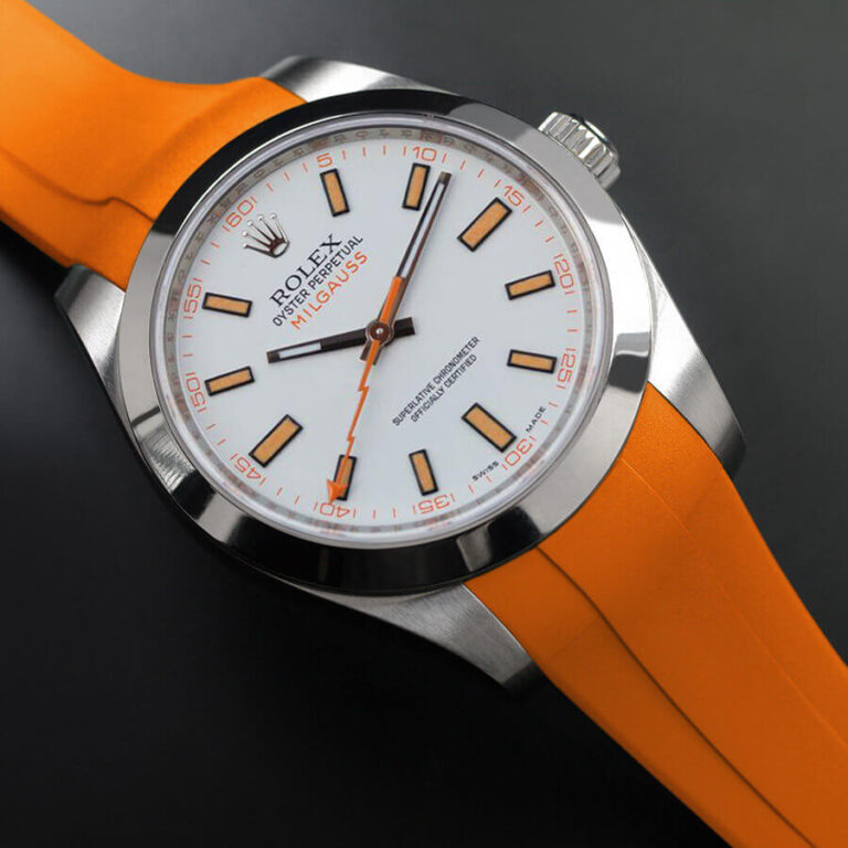 Orange Rubber Strap for Rolex Milgauss 40mm