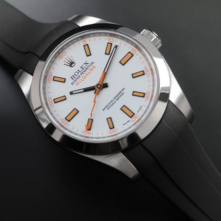 Black Rubber Strap for Rolex Milgauss 40mm - Classic Series