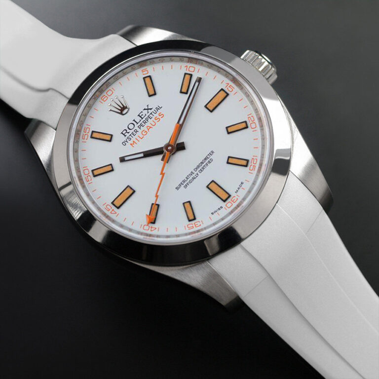 White Rubber Strap for Rolex Milgauss 40mm - Classic Series