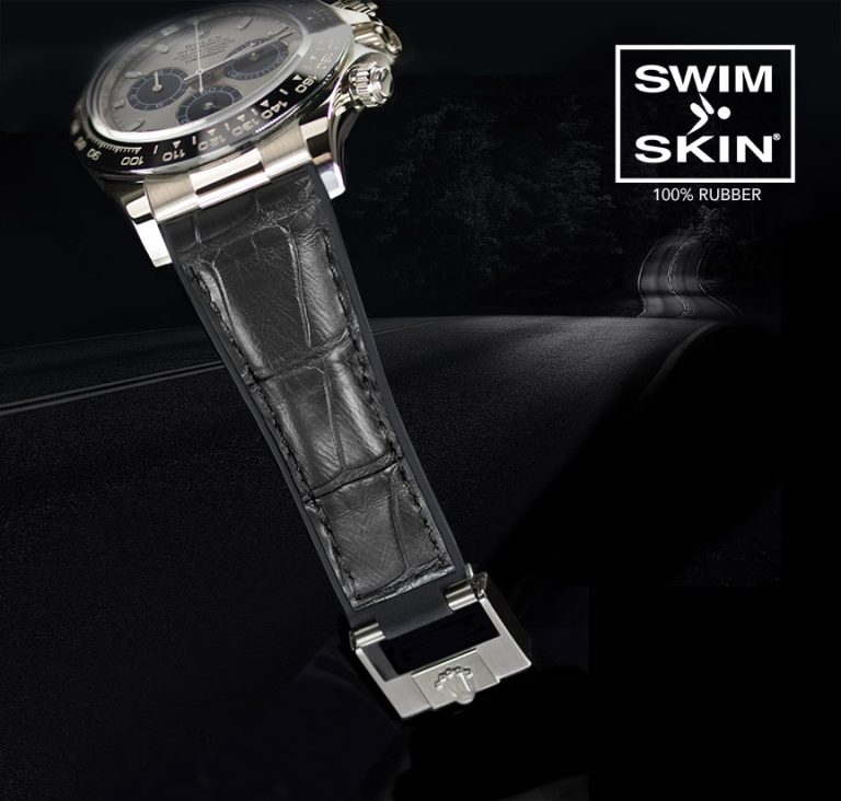 Rubber Alligator Strap for Rolex Daytona 116519LN on Oysterflex Bracelet - SwimSkin