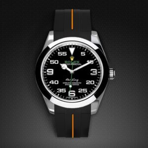 Black with Orange Rubber Strap for Rolex Air-King 116900