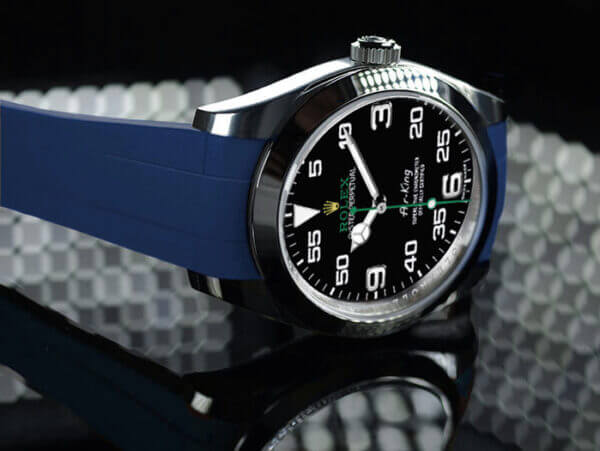 Blue Rubber Strap for Rolex Air-King 116900 - Classic Series