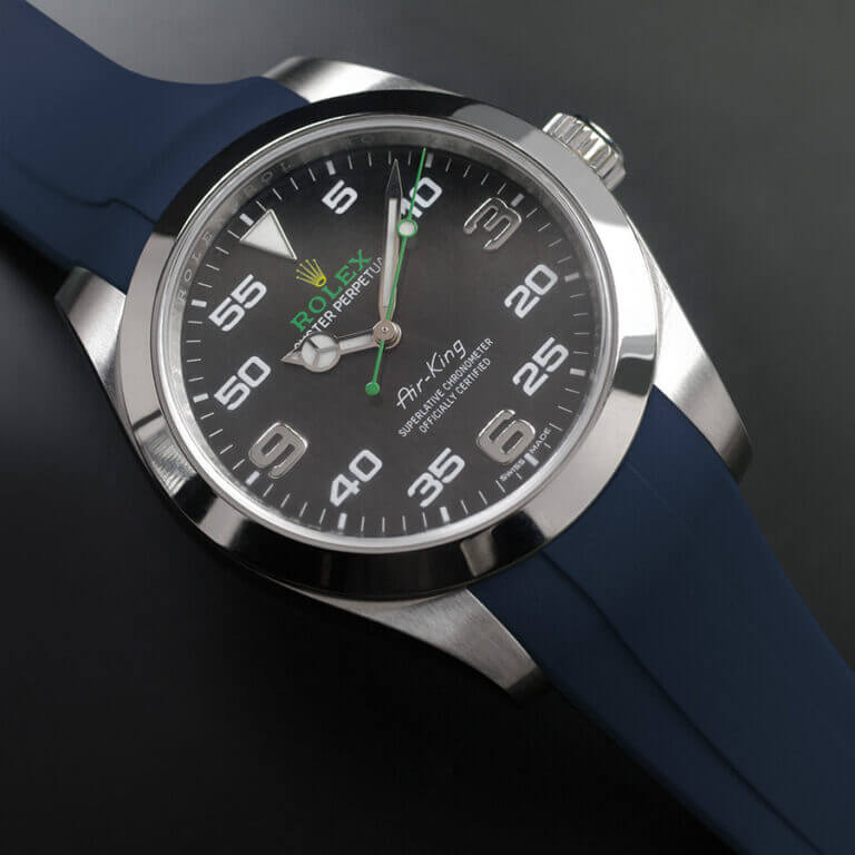 Blue Rubber Strap for Rolex Air-King 116900