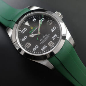 Green Rubber Strap for Rolex Air-King 116900