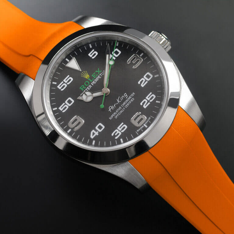Orange Rubber Strap for Rolex Air-King 116900
