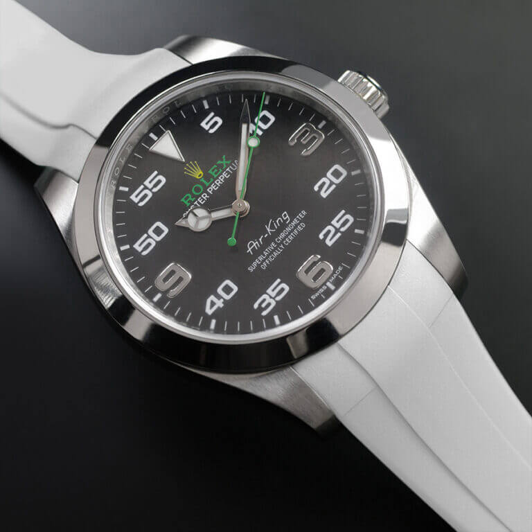 White Rubber Strap for Rolex Air-King 116900