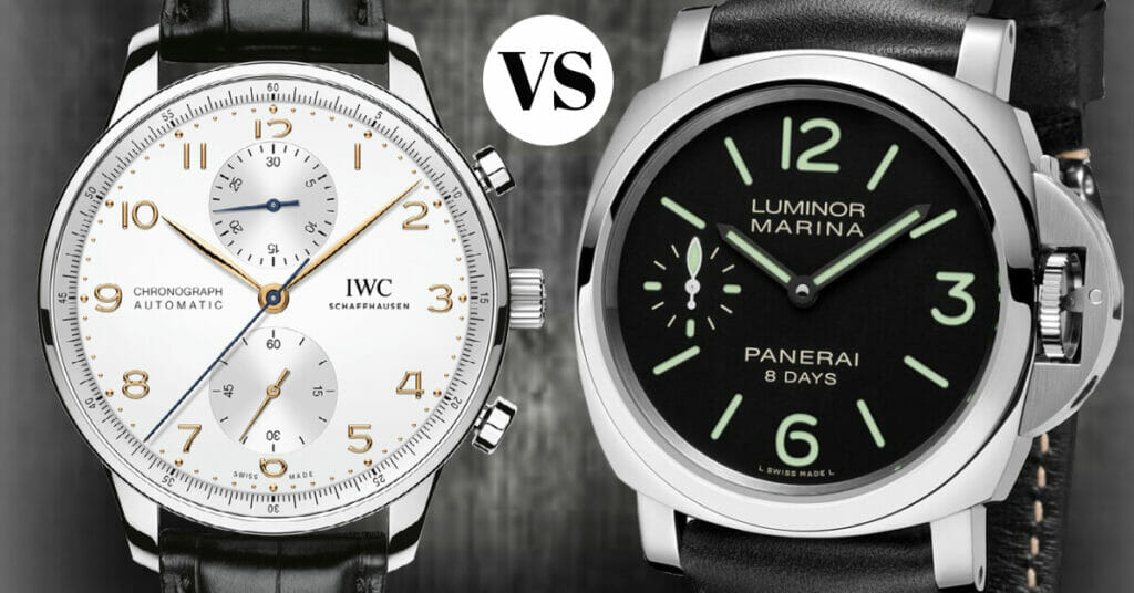 IWC Portuguese vs Panerai Luminor - Pictured is the IWC Portuguese Chronometer & Panerai Luminor 8 Days