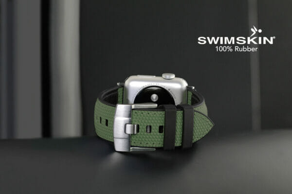 Green Ballistic Strap for Apple Watch 44mm - SwimSkin 100% Rubber