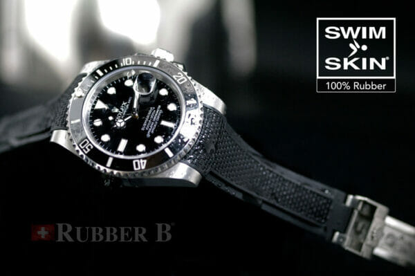 Black Ballistic Rubber Strap for Rolex Submariner Ceramic 40mm - SwimSkin®