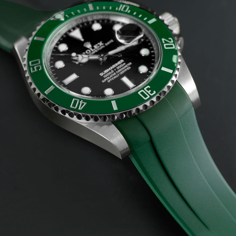 RUBBER STRAP FOR ROLEX SUBMARINER - FOREST GREEN