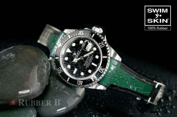 Green Alligator Rubber Strap for Rolex Submariner Ceramic 40mm - SwimSkin®