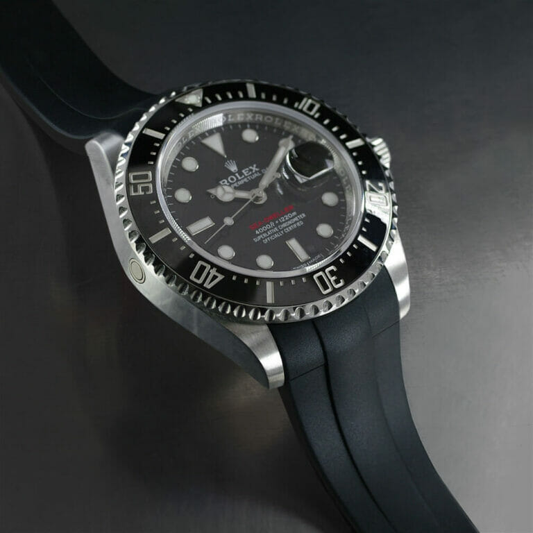 Black Rolex Sea Dweller 43mm Rubber Strap - Glidelock Series