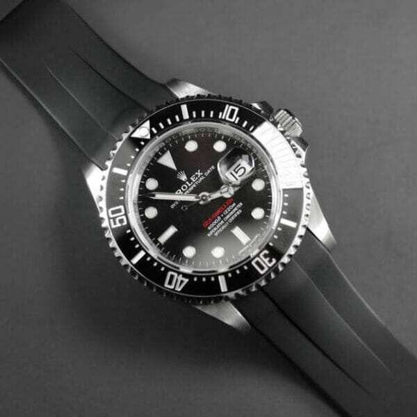 Black Rubber Strap for Rolex Sea Dweller 126600