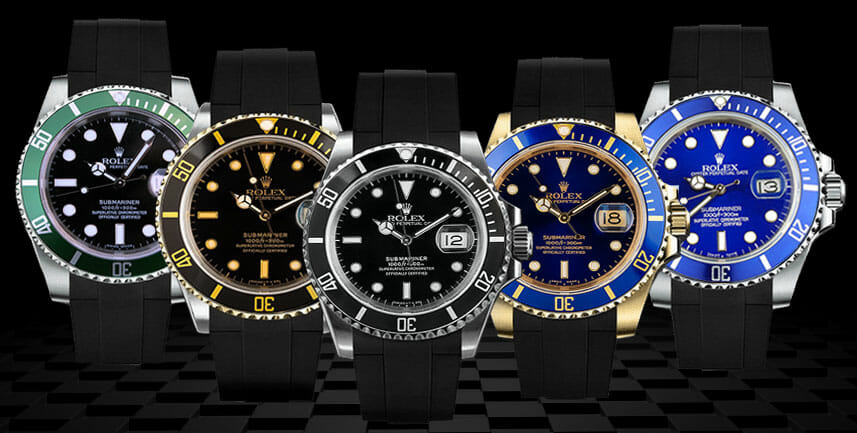 Pre-2010 Rolex Submariner Non-Ceramic Carbon Fiber Series rubber strap engineered to fit the 40mm Rolex Submariner Non-Ceramic case reference: 16610, 16613, 16610LV, 1680, 5513, 14060, 16800, 14060M, 16618 and 16803