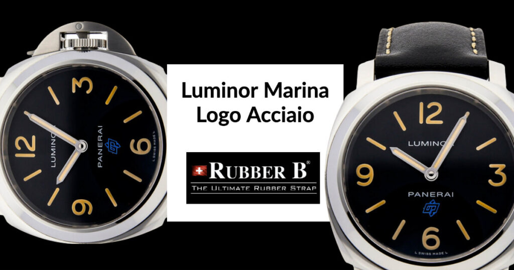 PAM 634 - Luminor Marina Logo Acciaio in Steel On Black Leather Strap with Black Dial