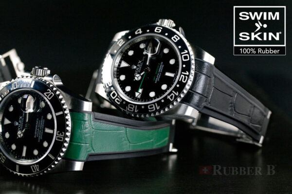 Green Rubber Strap for Rolex GMT Master (non-ceramic) - SwimSkin Alligator