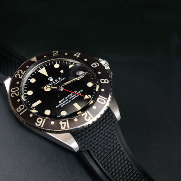 Black Rubber Strap for Rolex GMT Master (non-ceramic) - SwimSkin Ballistic