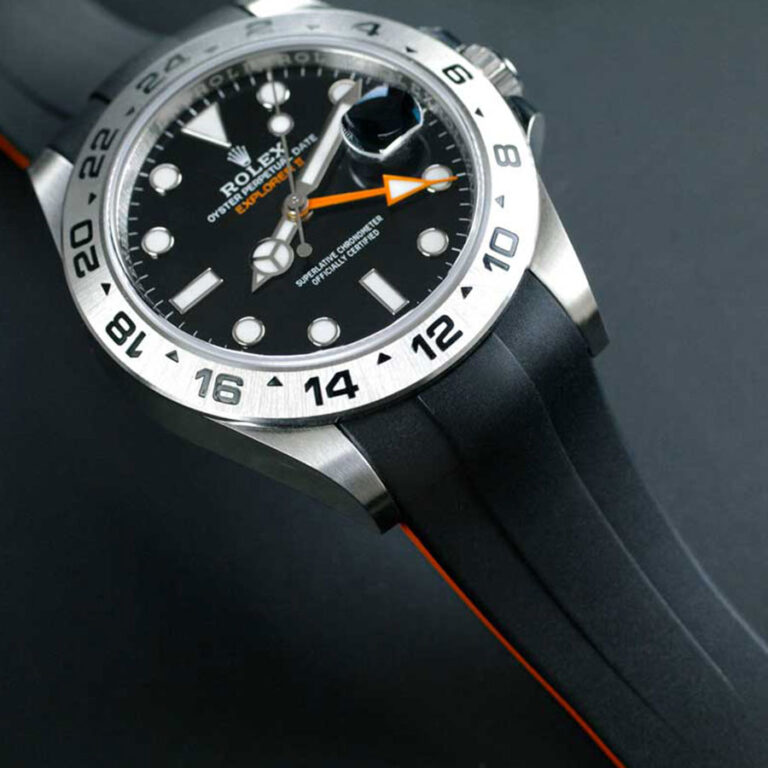 Black and Orange Rubber Strap for Rolex Explorer II 226570 - Classic Series VulChromatic