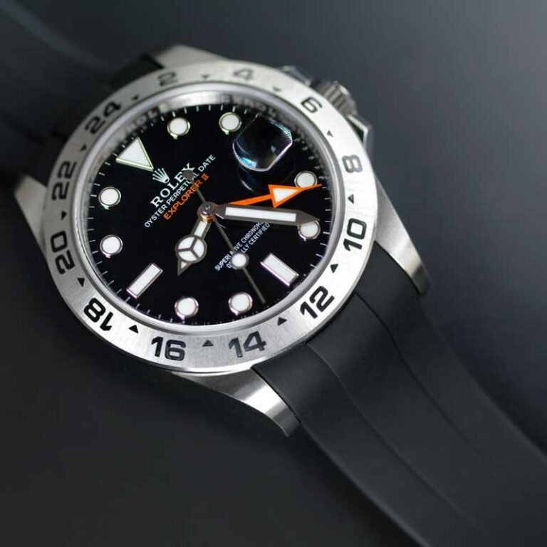 Black Rubber Strap for Rolex Explorer II 42mm 226570 - Tang Buckle Series