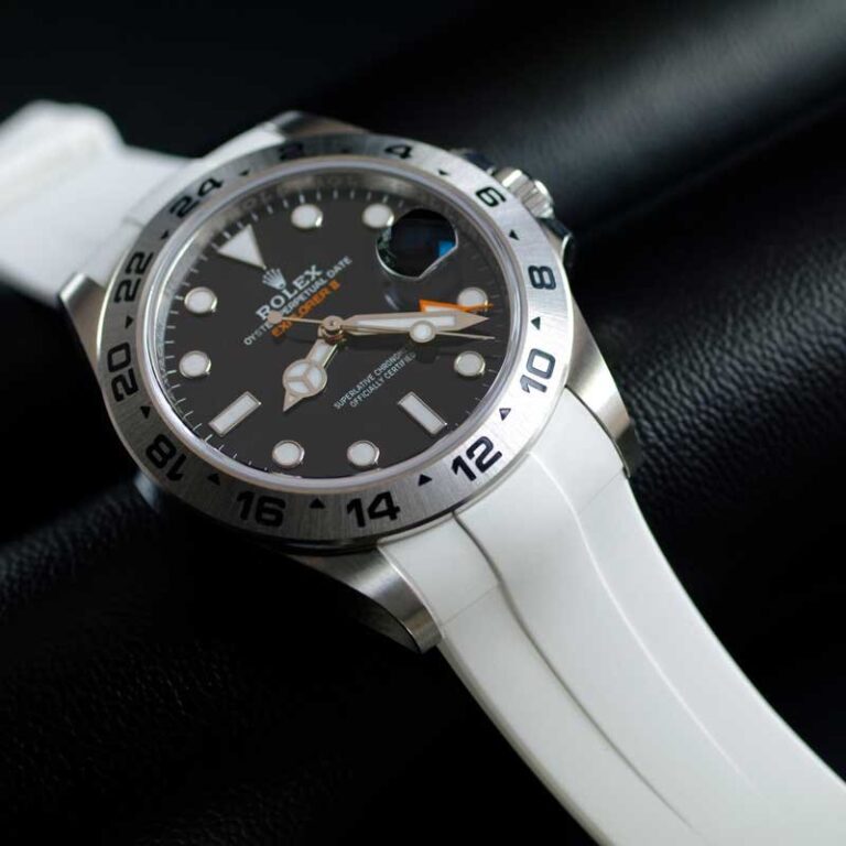 White Rubber Strap for Rolex Explorer II 42mm 226570 - Tang Buckle Series
