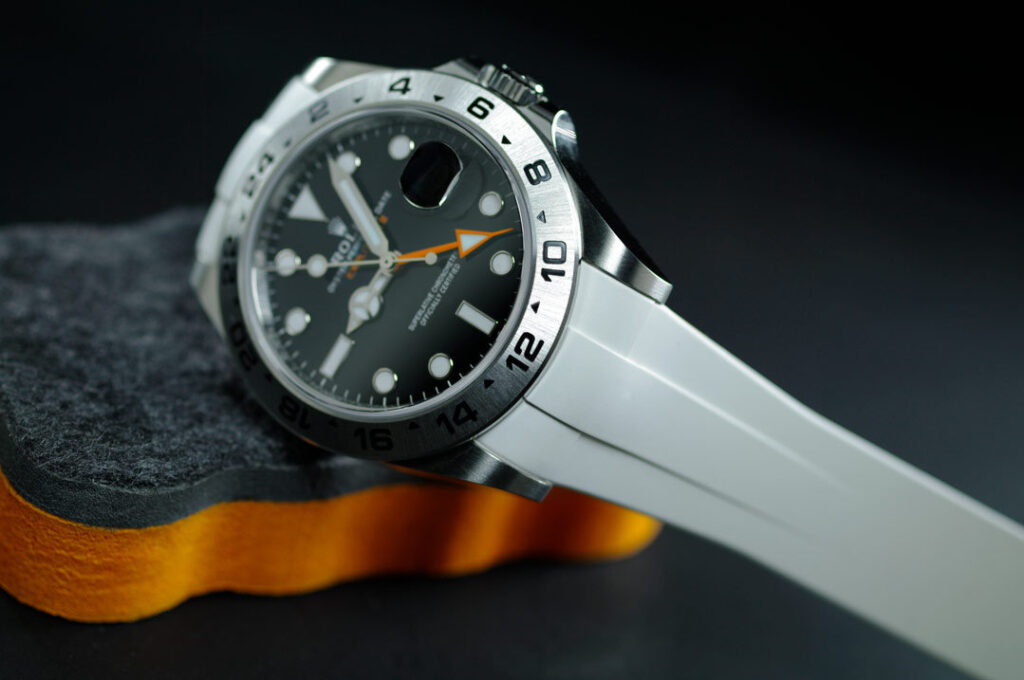 White And Orange Rubber Strap For Rolex Explorer II 42mm 226570 ...