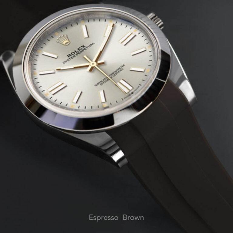 Brown Rubber Strap for Rolex Oyster Perpetual 41mm - Tang Buckle Series