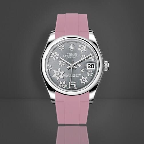 Pink Rubber Strap for Rolex Datejust 31