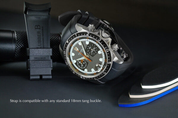 Black and Blue Rubber Strap for Tudor Heritage Chrono 42mm - VulChromatic Dual-Color