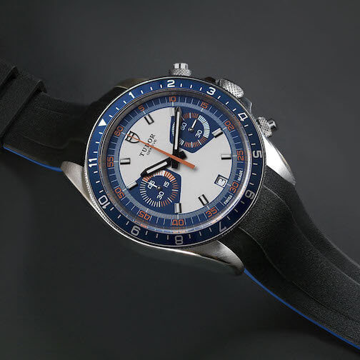 Black and Blue Rubber Strap for Tudor Heritage Chrono 42mm